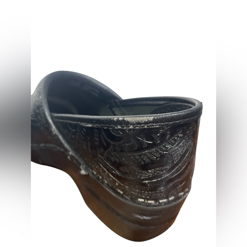 Dansko Black Professional Clog Tooled Leather Emb… - image 3